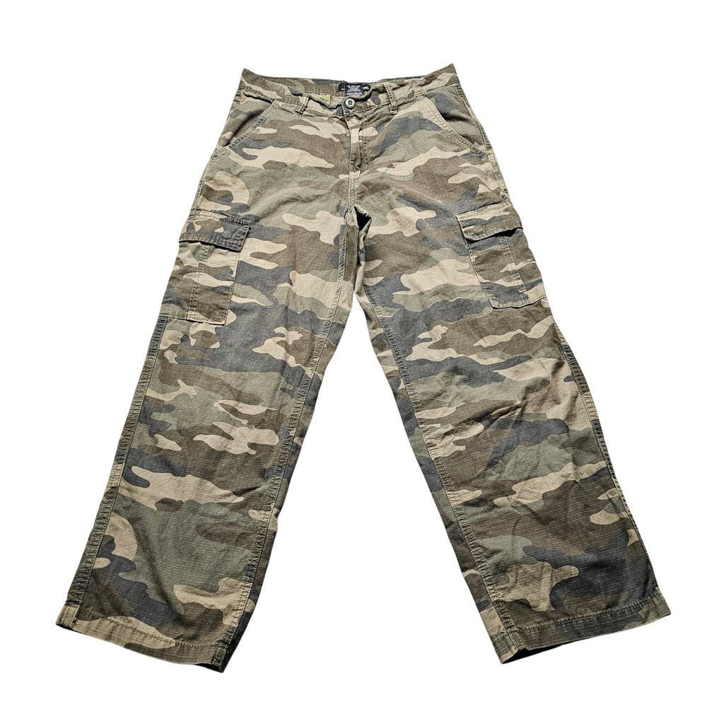 Liquid Venom Camo Cargo Pants Mens 32 Green Woodland Military Ripstop Cotton